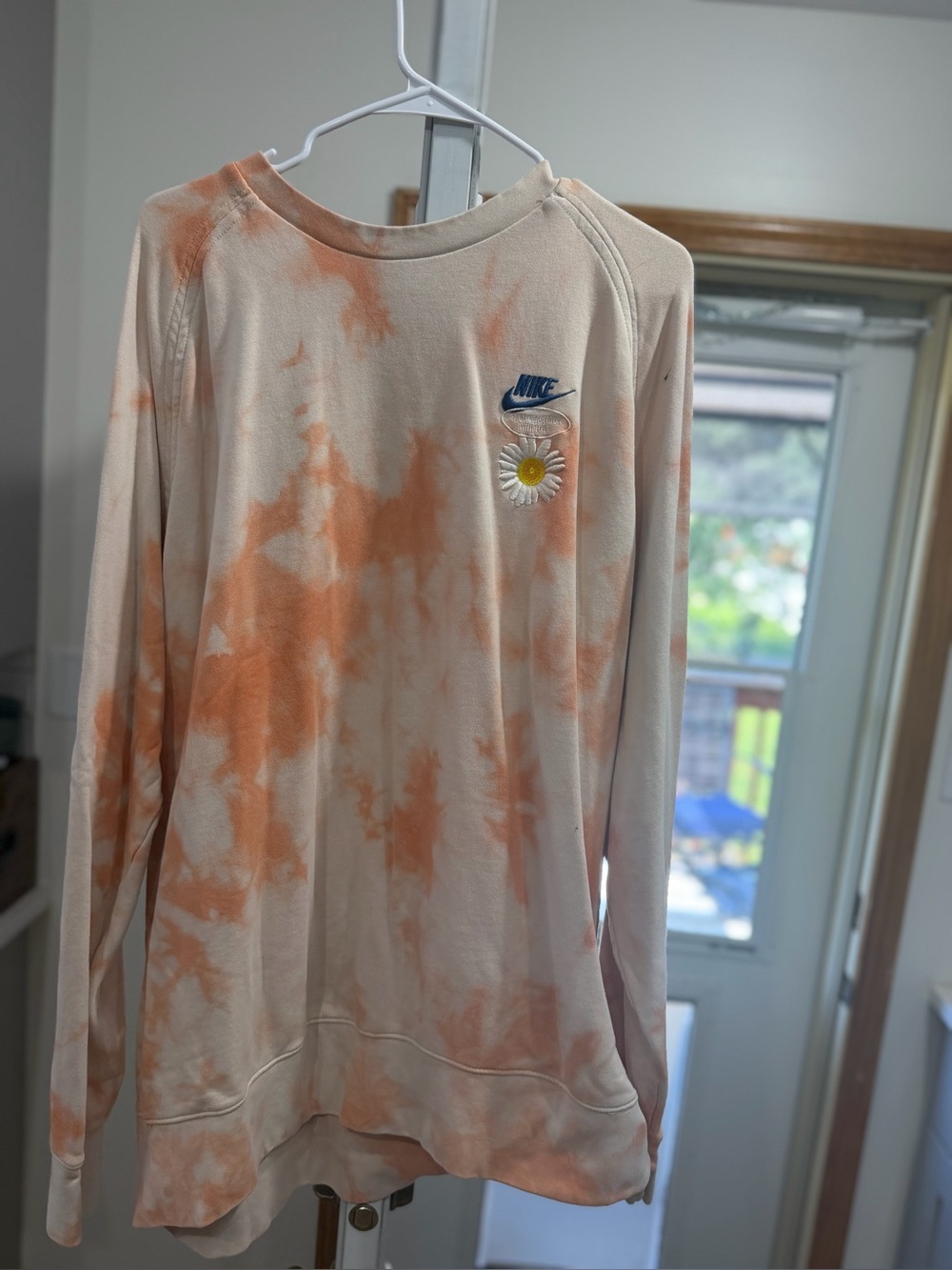 Nike Peach Tie-Dye Long Sleeve Top with Daisy Patch